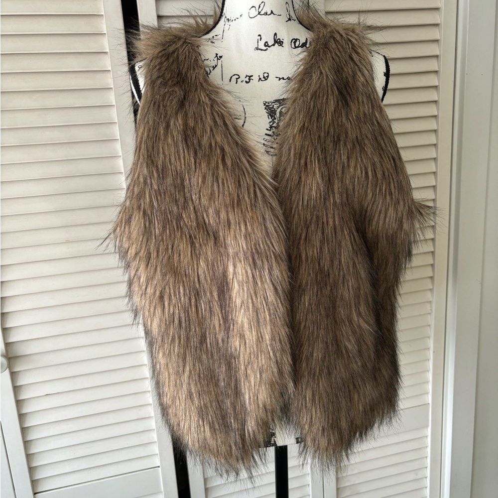 PC Faux Fur Vest Brown and Black